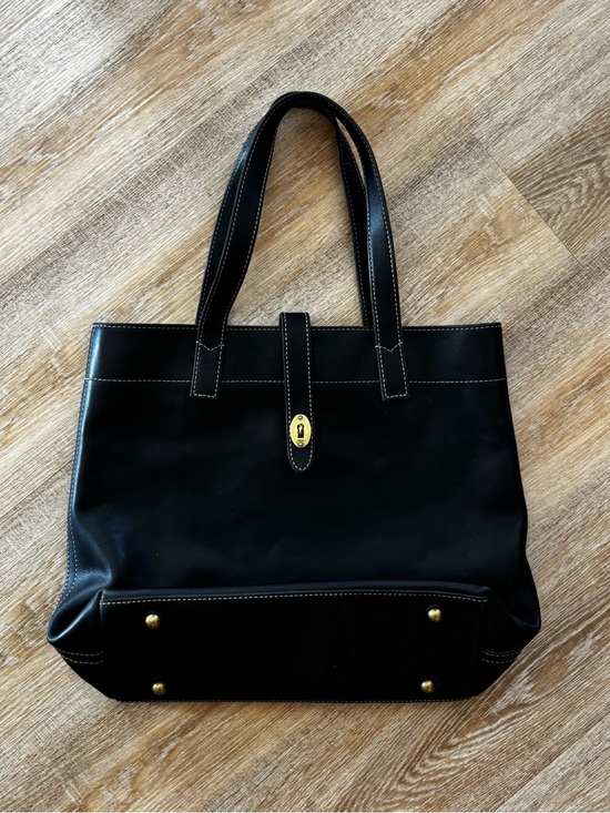 Fossil Handbags - Fossil Austin Black Leather Tote Bag with Gold Hardware
